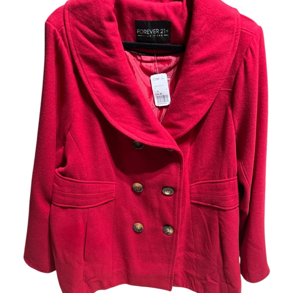 Forever 21 Women's Red Double-Breasted Jacket